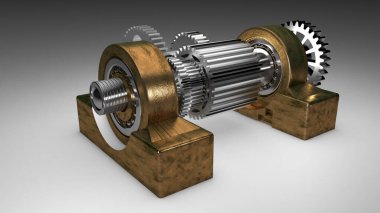 Dişliler ve yataklar 3 boyutlu motor parçaları