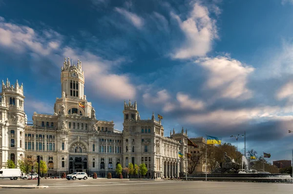 Cibeles Palace Fountain Madrid Spain — Foto Stock