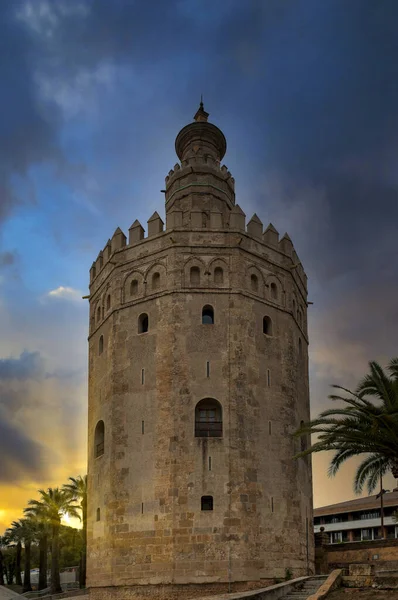 Torre Del Oro Nas Margens Rio Guadalquivir Sevilha Espanha — Fotografia de Stock