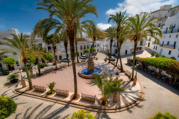 Plaza Espana en Vejer de la Frontera, Cadiz ili, Endülüs, İspanya