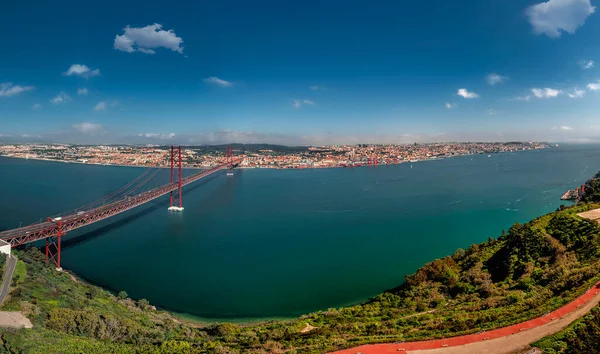 Vista Panoramica Lisbona Con Ponte Abril — Foto Stock