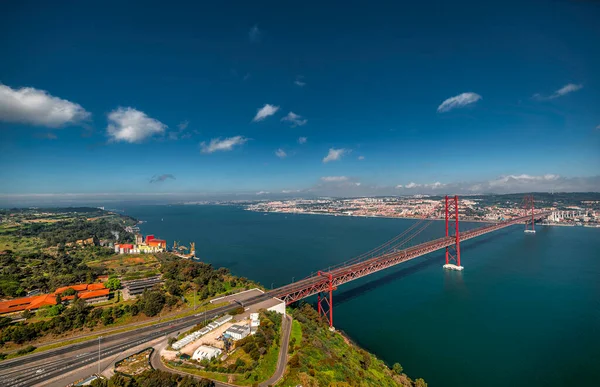 Vista Panorâmica Lisboa Com Ponte Abril — Fotografia de Stock
