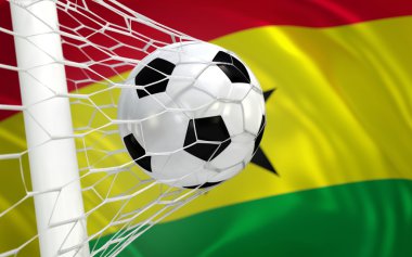 bayrak ve futbol topu gol net sallayarak Gana