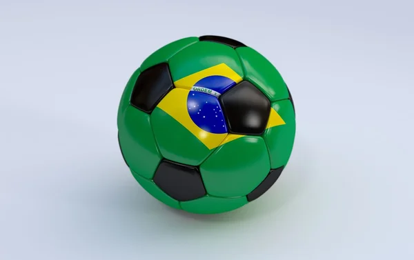 Soccer ball with Brazil flag — Stock Photo, Image