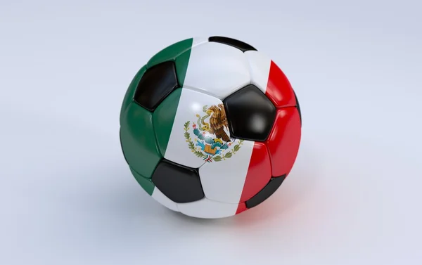 Soccer ball with Mexican flag — Stock Photo, Image