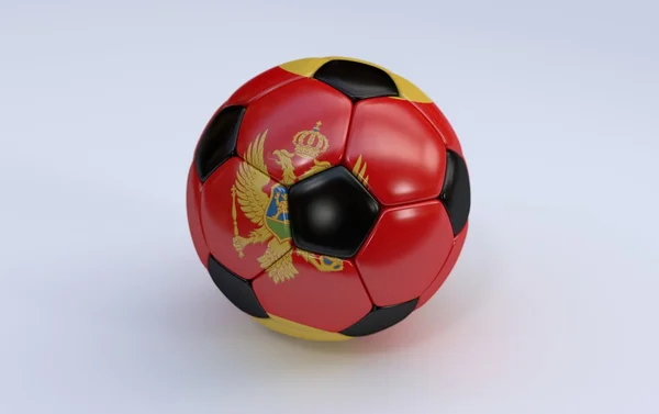 Ballon de football avec drapeau du Monténégro — Photo