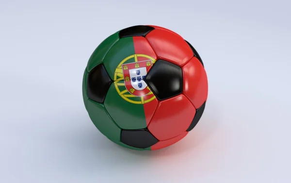 Ballon de football avec drapeau du Portugal — Photo