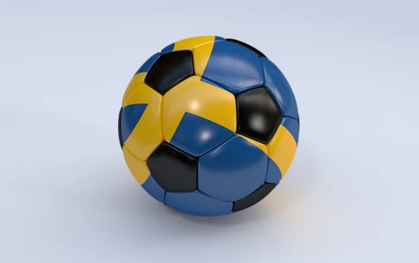Ballon de football avec drapeau suédois — Photo