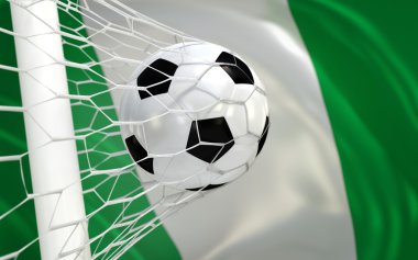 bayrak ve futbol topu gol net sallayarak Nijerya