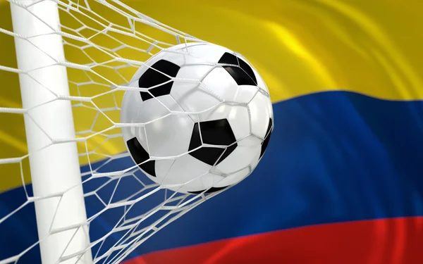 bayrak ve futbol topu gol net sallayarak Kolombiya