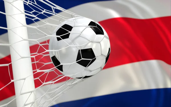 Kosta Rika hedefi net bayrak ve futbol topu sallıyor