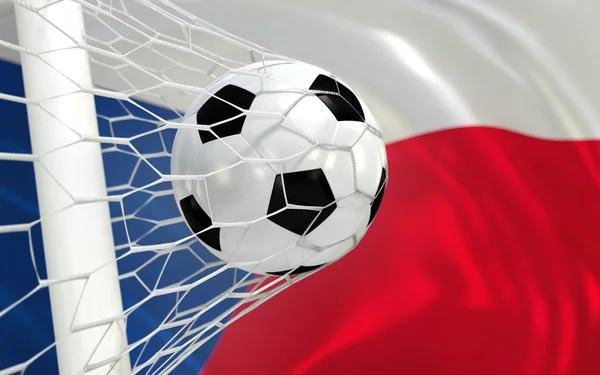 Czech Republic waving flag and soccer ball in goal net — Stock Photo, Image