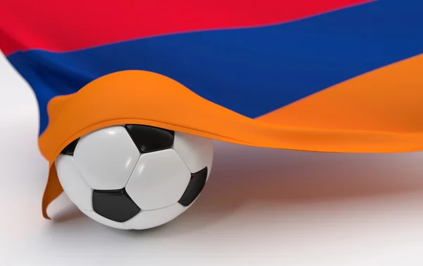 Drapeau de l'Arménie avec ballon de football — Photo
