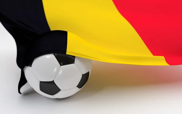 Drapeau de Belgique avec ballon de football — Photo