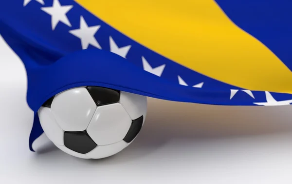 Bandera de Bosnia y Herzegovina con balón de fútbol del campeonato —  Fotos de Stock