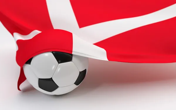 Drapeau Danemark avec ballon de football de championnat — Photo