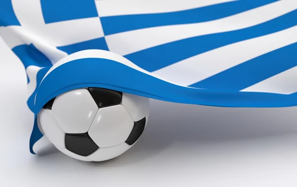 チャンピオンシップ サッカー ボールとギリシャの国旗 — ストック写真