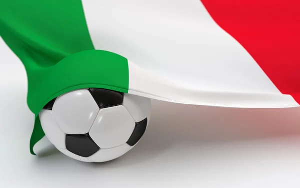 Drapeau Italie avec ballon de football de championnat — Photo