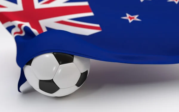 Bandiera Nuova Zelanda con pallone da calcio campionato — Foto Stock
