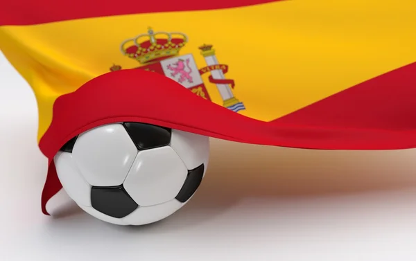 Bandeira da Espanha com bola de futebol campeonato — Fotografia de Stock