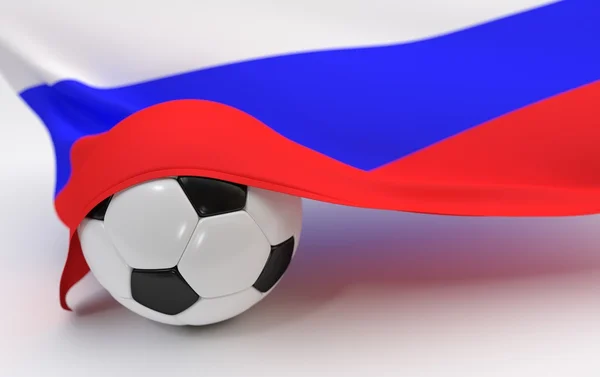 Drapeau de Russie avec ballon de football de championnat — Photo