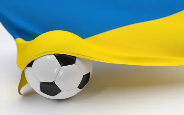 Ukraine flag with championship soccer ball — Stock Photo, Image