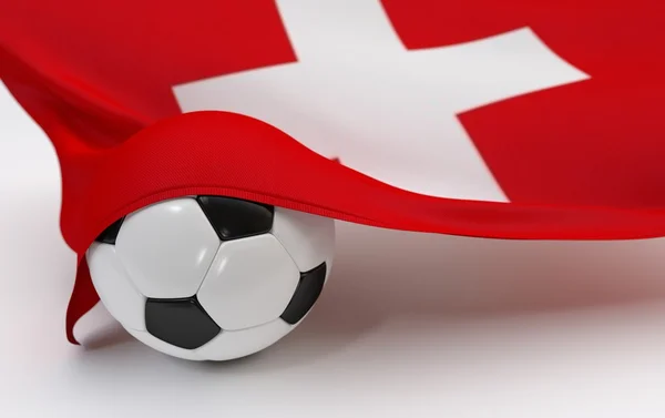 Switzerland flag with championship soccer ball — Stock Photo, Image