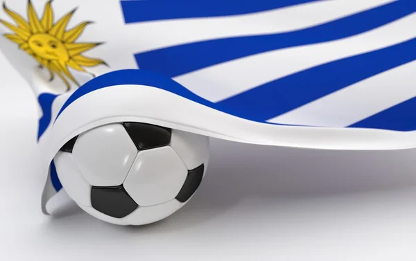 Uruguay flag with championship soccer ball — Stock Photo, Image