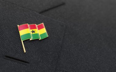 Ghana flag lapel pin on the collar of a business suit clipart