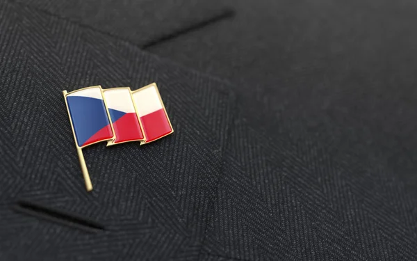 Czech Republic flag lapel pin on the collar of a business suit — Stock Photo, Image