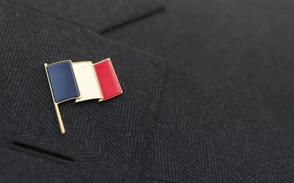 France flag lapel pin on the collar of a business suit — Stock Photo, Image