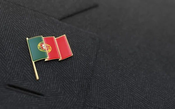 Portugal flag lapel pin on the collar of a business suit — Stock Photo, Image