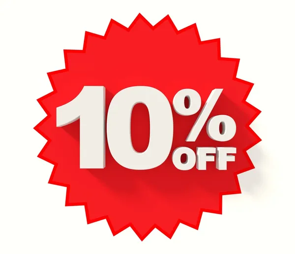 Red star with 10 percent sale sign — Stock Photo, Image