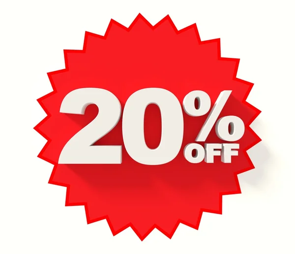 Red star with 20 percent sale sign — Stock Photo, Image