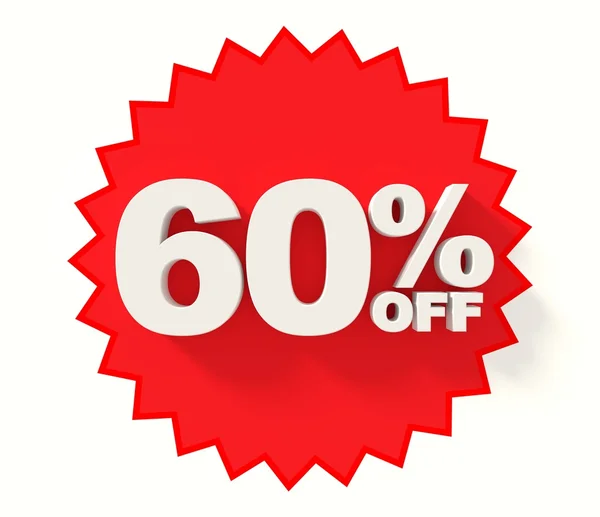 Red star with 60percent sale sign — Stock Photo, Image