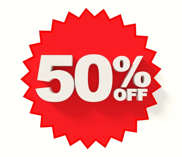 Red star with 50 percent sale sign — Stock Photo, Image