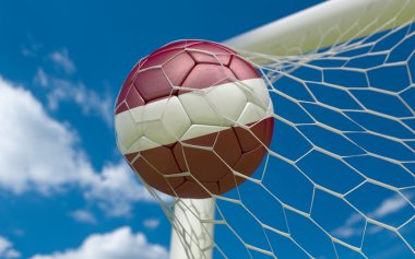 Letonya ve futbol topu kalede net bayrağı