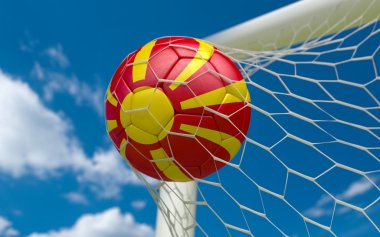 Makedonya ve futbol topu kalede net bayrağı