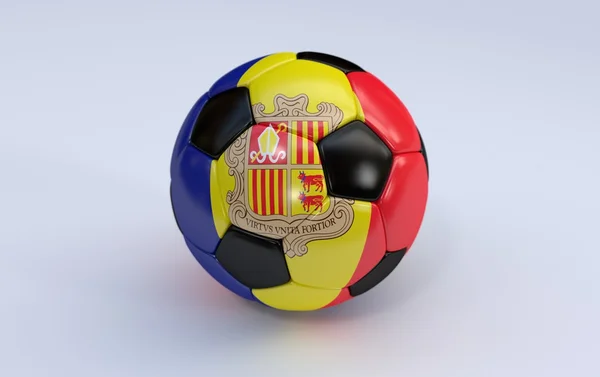 Bola de futebol com bandeira de Andorra — Fotografia de Stock