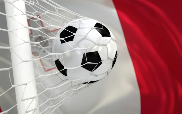 Vlag van malta en voetbal bal in doel netto — Stockfoto