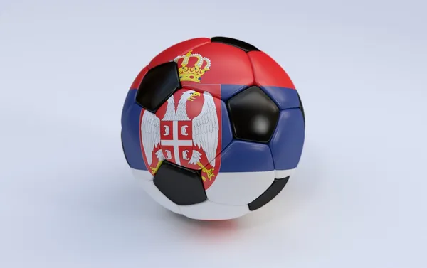 Voetbal met vlag van Servië — Stockfoto
