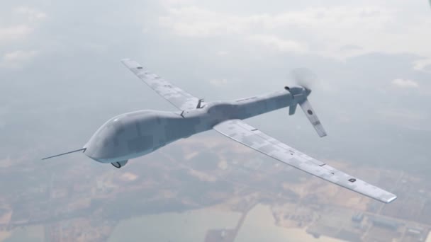 UAV, Drone flying and seeking enemies. — Vídeo de stock
