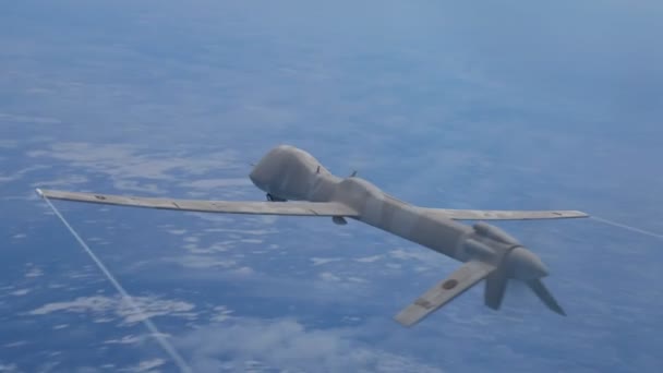 UAV, Drone flying and seeking enemies — Vídeo de stock