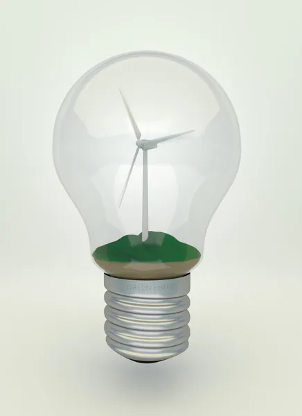 Wind Turbine in light bulb — Stock Photo, Image