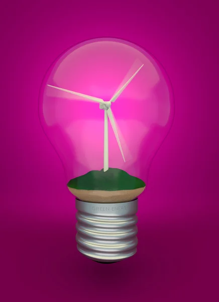 Wind Turbine in light bulb — Stock Photo, Image