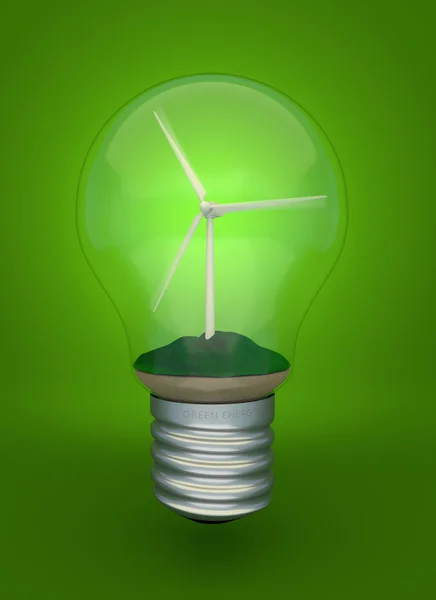 Wind Turbine in light bulb — Stock Photo, Image