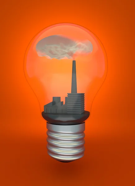 Coal burning power plant in light bulb — Stock Photo, Image