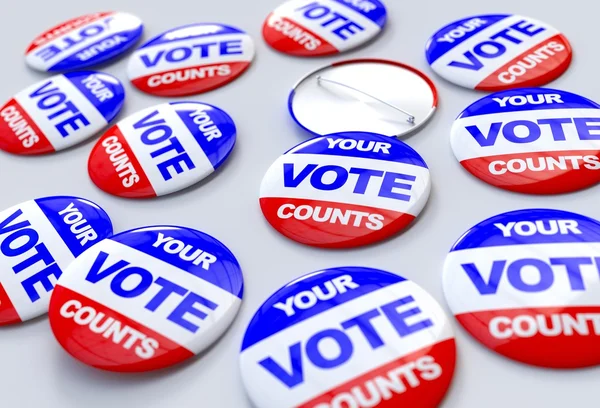 Голосование подсчитывает американские значки — стоковое фото