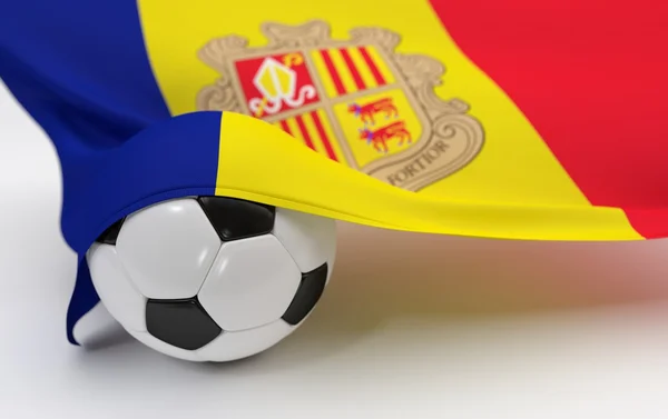 Bandera Andorra con balón de fútbol de campeonato —  Fotos de Stock