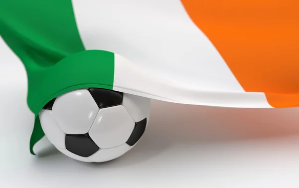 Bandera de Irlanda con balón de fútbol de campeonato — Foto de Stock